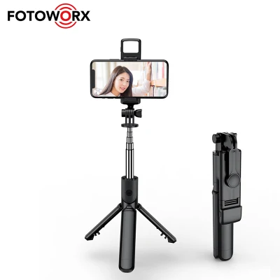Mini treppiede Fotoworx Selfie Stick con luce di riempimento per selfie in streaming live